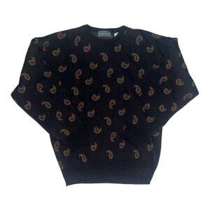 Men's VTG Kenneth Roberts Long Sleeve Wool Sweater Paisley Pattern Size Large
